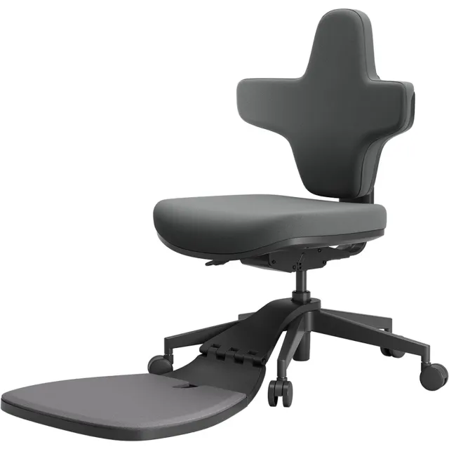 Newtral MT-L Standing-Mate ergonomische stoel voor zit-sta-bureaus, dynamische ondersteuning van de lichaamshouding, 167° kantelbare rugleuning, verstelbare zitdiepte (42–49 cm), 4 kantelstanden, kussen van traagschuim, ontwerp zonder armleuningen zwart