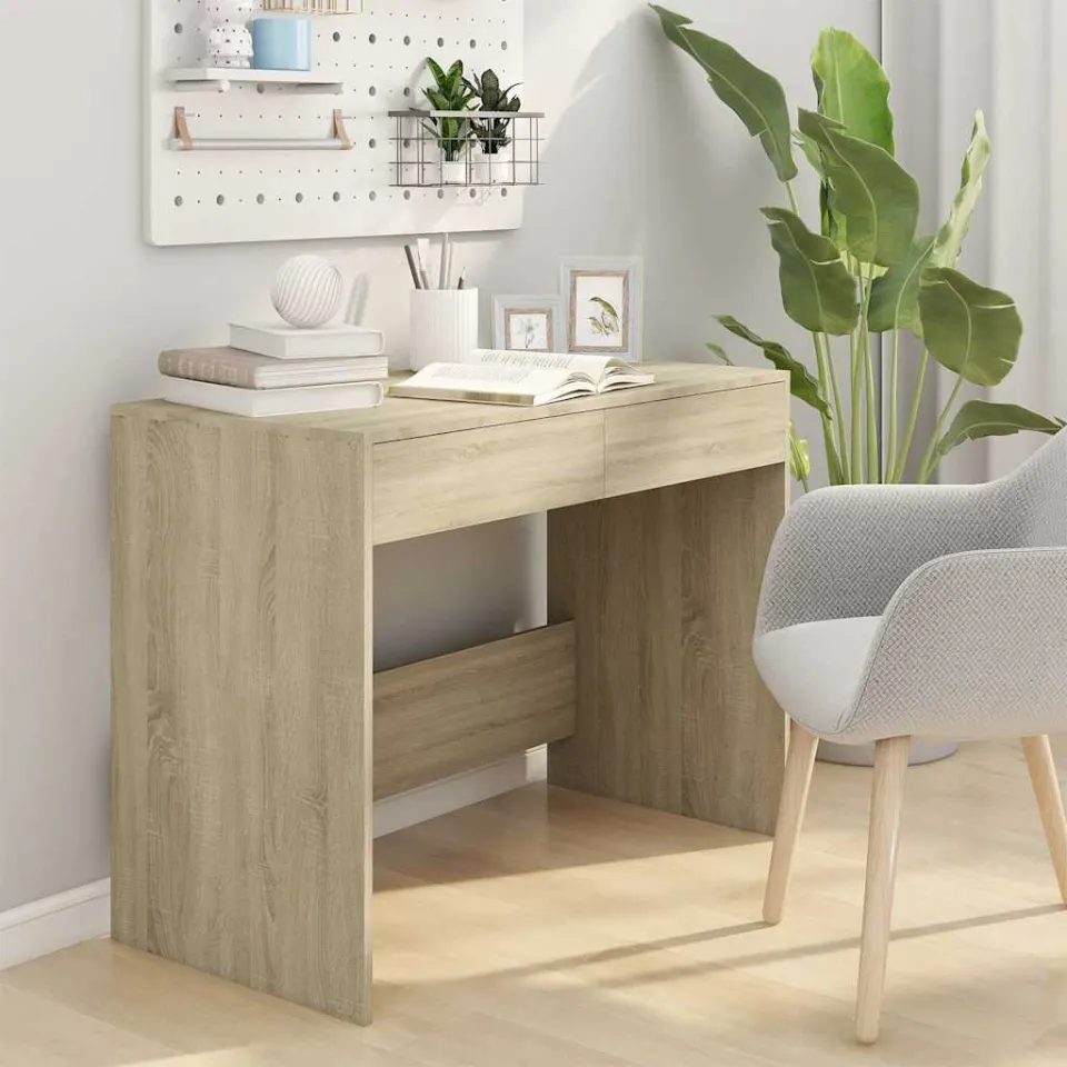 vidaXL Bureau 101x50x76,5 cm bewerkt hout sonoma eikenkleurig, foto 3