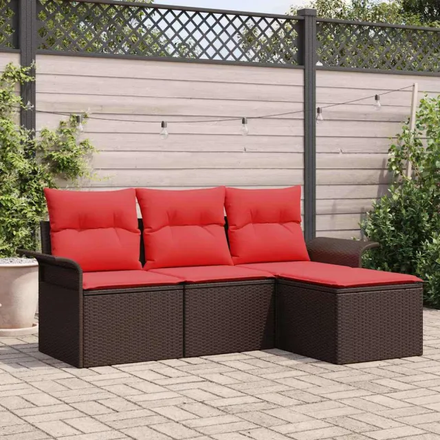 vidaXL Tuin Sofa Set 4 st Bruin poly rattan, foto 2
