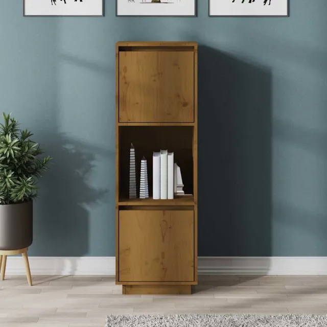 vidaXL Hoge kast 38x35x117 cm massief grenenhout honingbruin bruin, foto 2