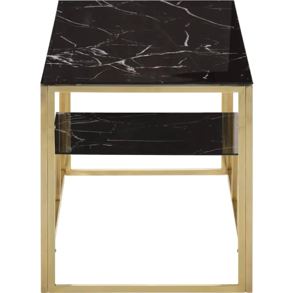 vidaXL Salontafel roestvrijstaal en gehard glas goudkleurig, foto 3