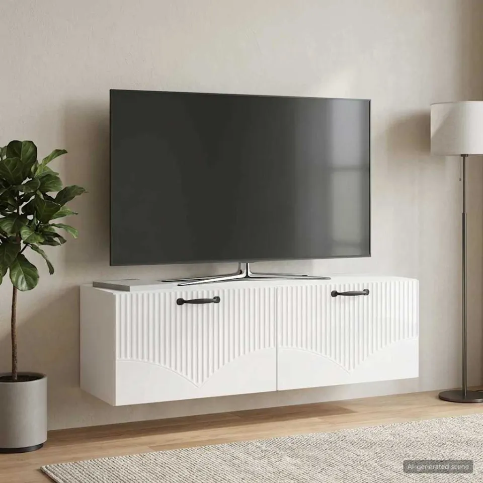 vidaXL Wandbeugel TV-kast Hoogglans Wit 98 x 31 x 30 cm Bewerkt hout, foto 4