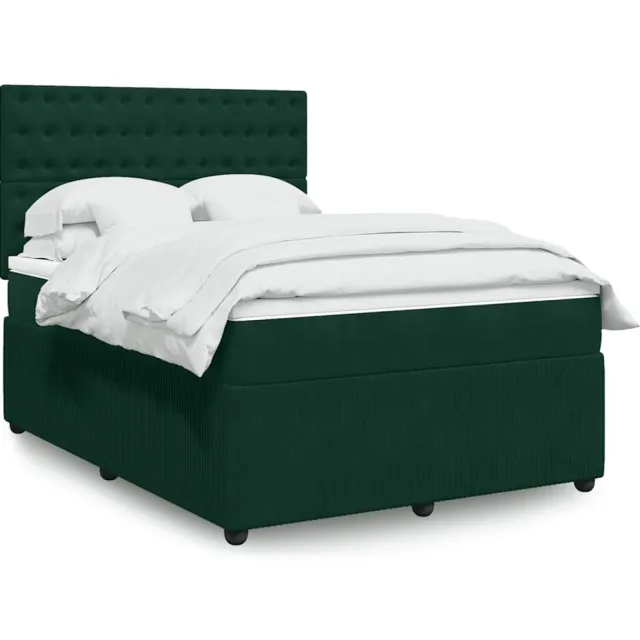 vidaXL Boxspring met matras fluweel donkergroen 160x200 cm groen
