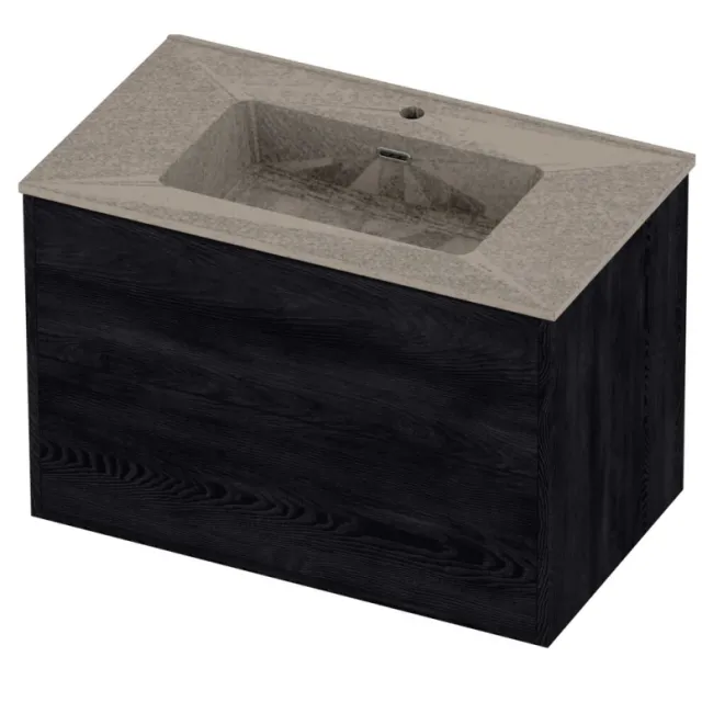 Proline Tribute Badmeubelset Porselein Elegant 1 Kraangat 80x46x54 cm Mat Crème Cotton Black Oak Eiken