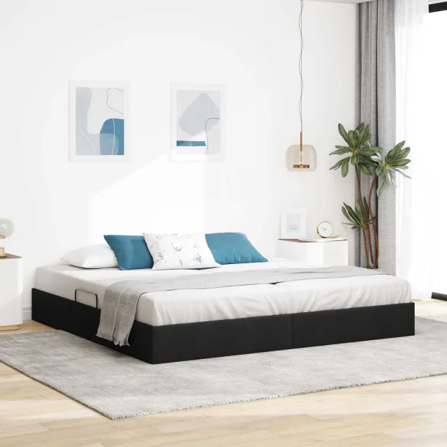 vidaXL Ottoman Bedframe met opslag Zwart 200 x 200 cm Stof