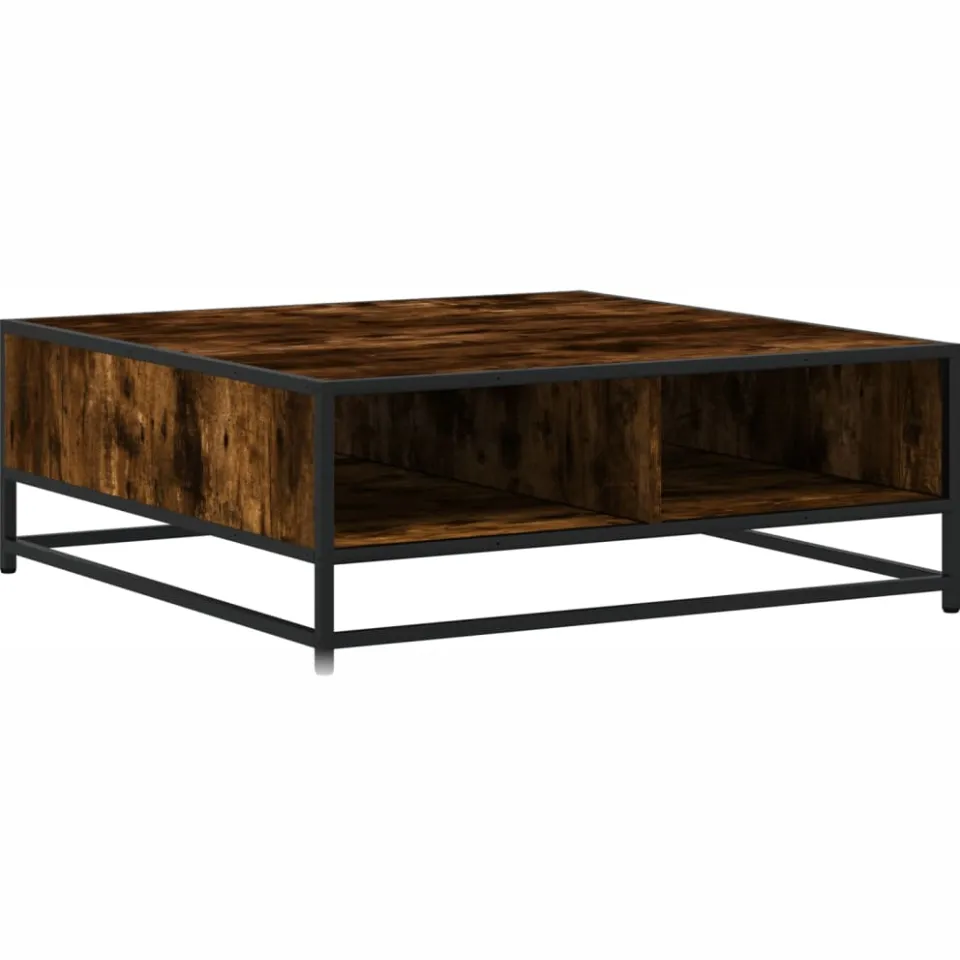 vidaXL Salontafel 80x80x30 cm bewerkt hout en metaal gerookt eiken Bruin