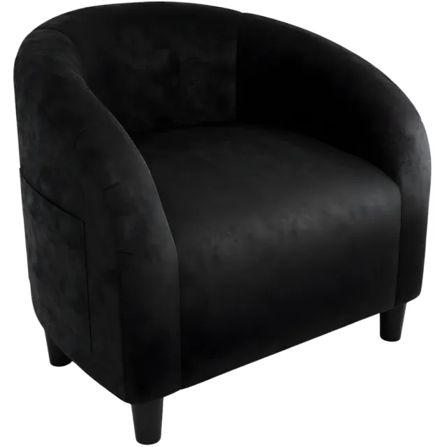 Happiq Fauteuil - Moderne Stoel met Tonvormige Rugleuning en Zachte Bekleding - voor woonkamer, slaapkamer en lounge - Stof - Zwart