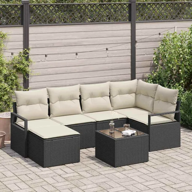 vidaXL Bankstel 7 st Zwart poly rattan, foto 2