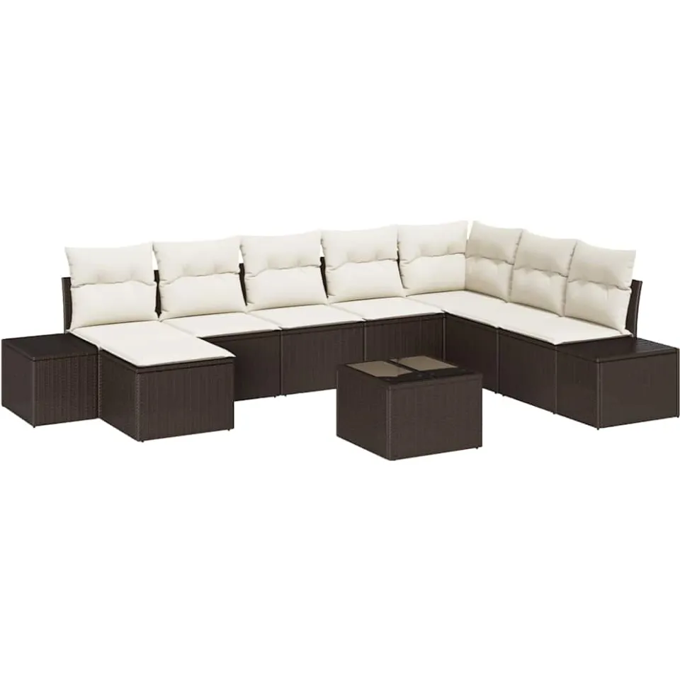 vidaXL Tuin Sofa Set 8 st Bruin en Crème poly rattan