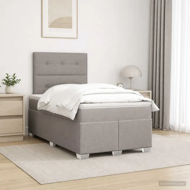 vidaXL Boxspringbed met matras met hoofdeinde Taupe 120 x 190 cm Stof