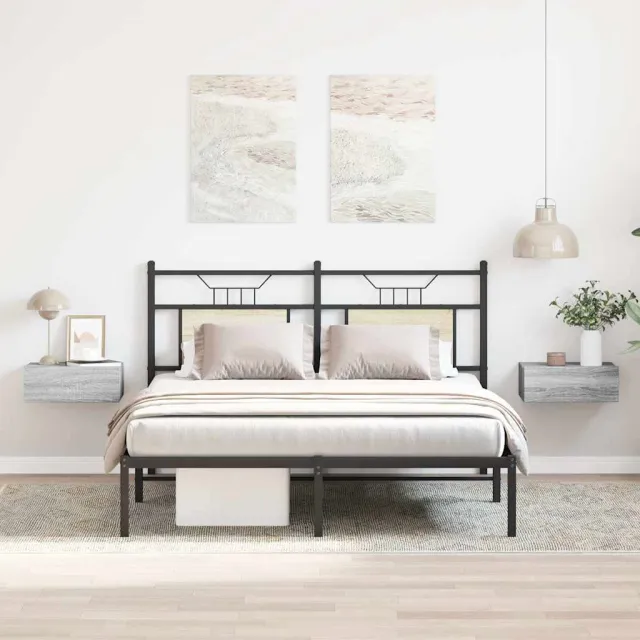 vidaXL Nachtkastjes 2 st zwevend 40x30x15 cm bewerkt hout grijs sonoma