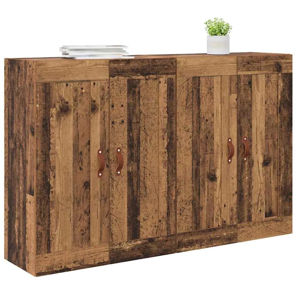 vidaXL Wandkast 2 st Oudhout 69,5 x 34 x 90 cm Bewerkt hout Bruin