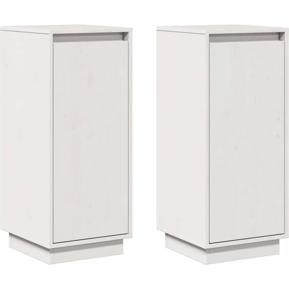 vidaXL Dressoirs 2 st 31,5x34x75 cm massief grenenhout wit