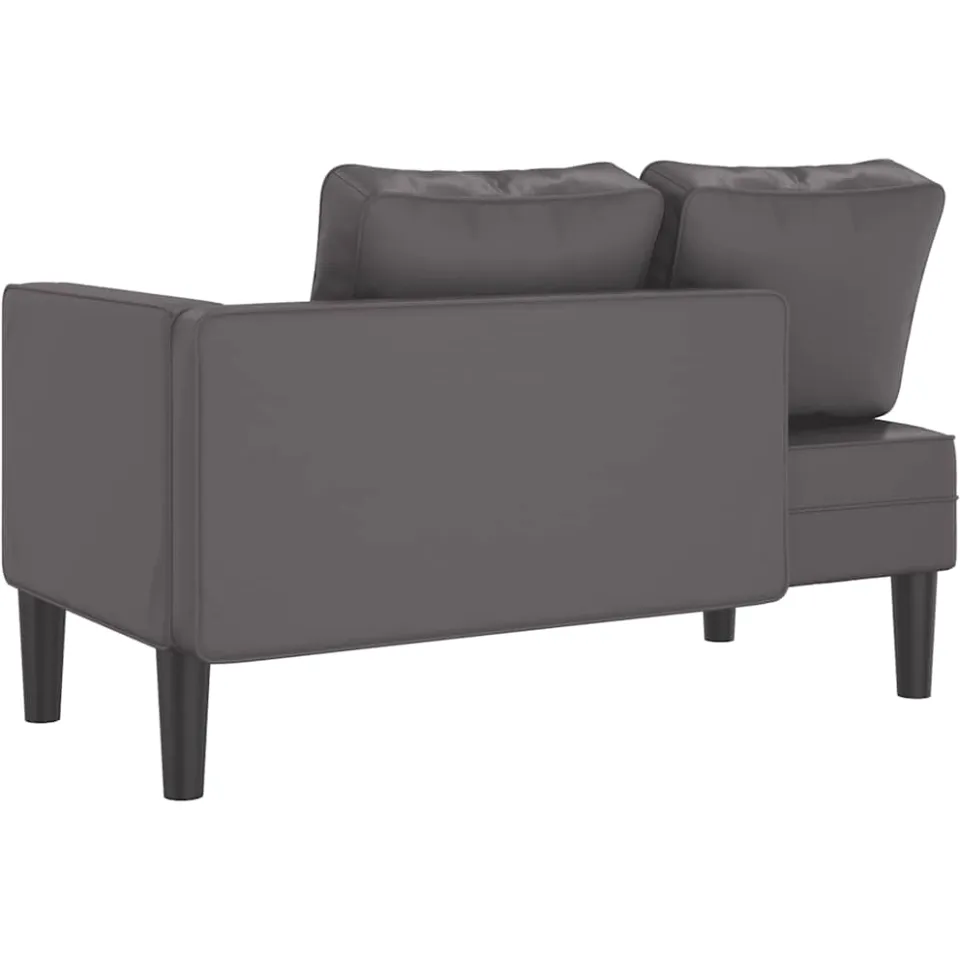 vidaXL Chaise longue met kussens kunstleer grijs, foto 4