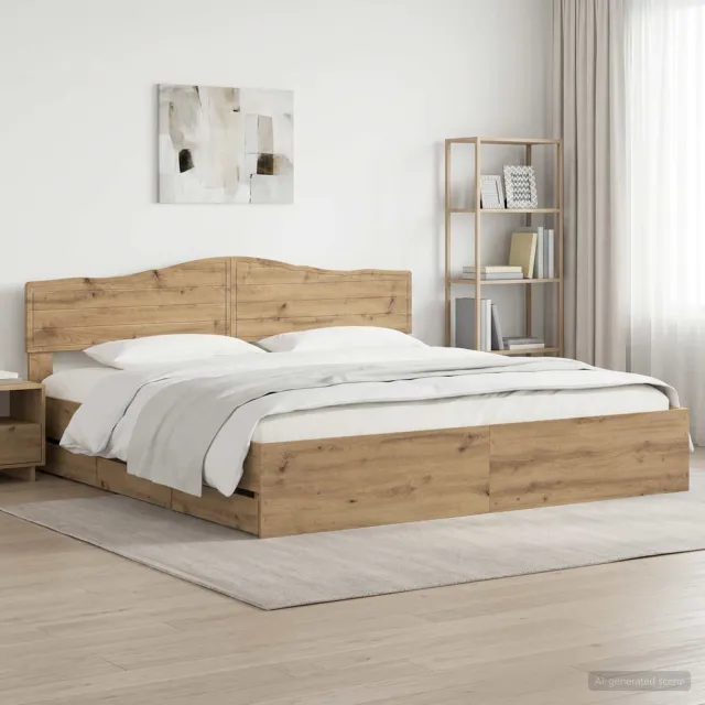 vidaXL Bed Frame with Storage and Headboard Artisan Oak 180 x 200 cm Bruin