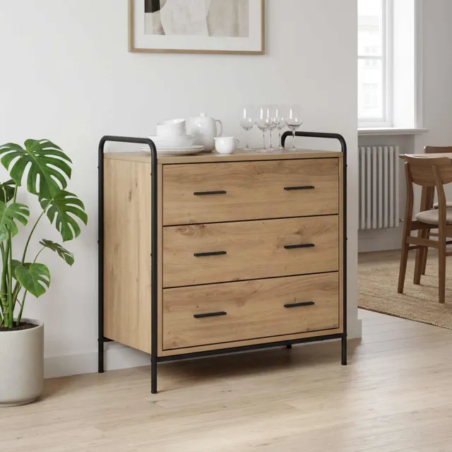 vidaXL Ladenkast Artisanaal eiken 70 x 39,5 x 71 cm Bewerkt hout Bruin
