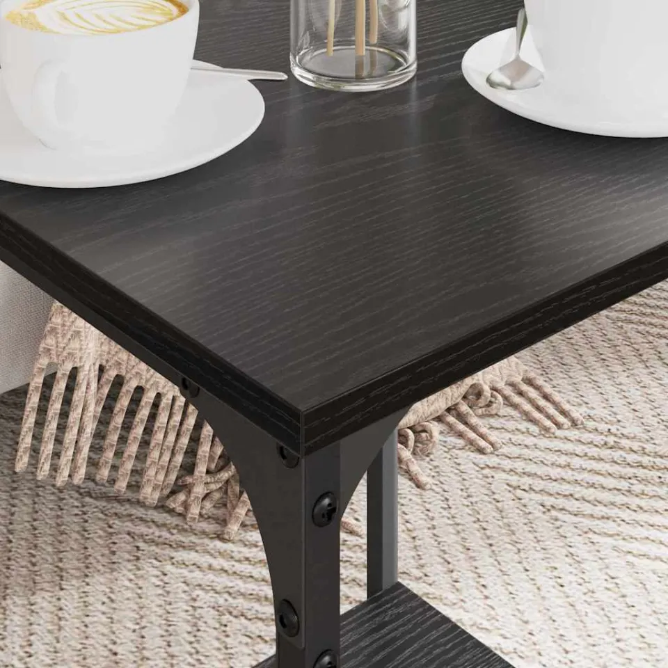 vidaXL Salontafel Zwart Eiken 40 x 40 x 55 cm Bewerkt hout, foto 3