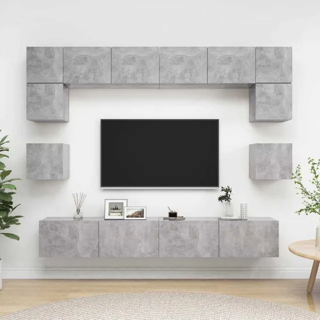 vidaXL 8-delige Tv-meubelset bewerkt hout betongrijs