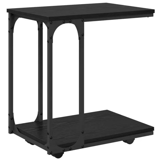vidaXL Bijzettafel - Zwart - Eiken - 50 - x - 35 - x - 55.5 - cm - Bewerkt - hout Zwart eiken