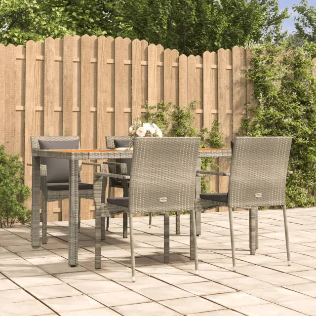vidaXL 5-delige Tuinset met kussens poly rattan grijs, foto 2