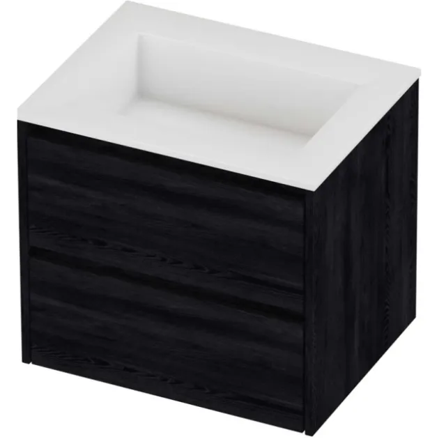 Proline Aristo Badmeubelset Polystone Elegant 60x46x54 cm Glans Wit Black Oak