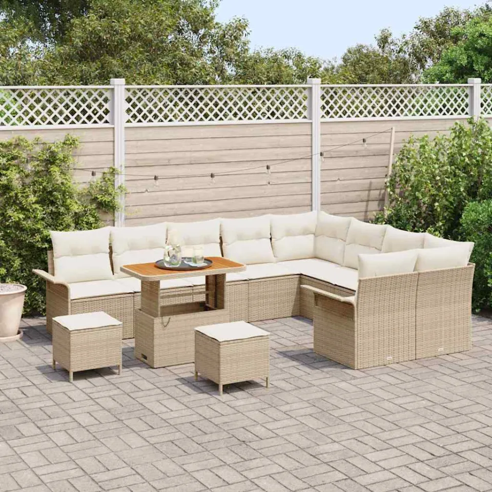 vidaXL Tuinbankenset 12 st Beige poly rattan, foto 3