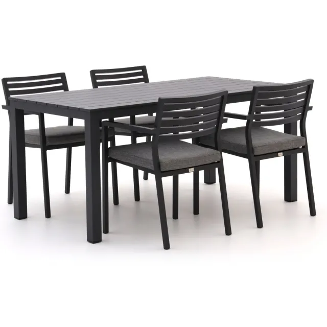 Bellagio tuinmeubelen Bellagio Rumo/Menzano 160cm dining tuinset 5-delig stapelbaar zwart, foto 2