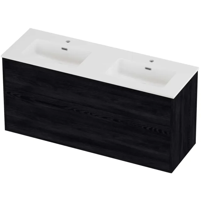 Proline Tribute Badmeubelset Porselein Elegant 2 Laden 140x46x67 cm Mat White Black Oak Eiken