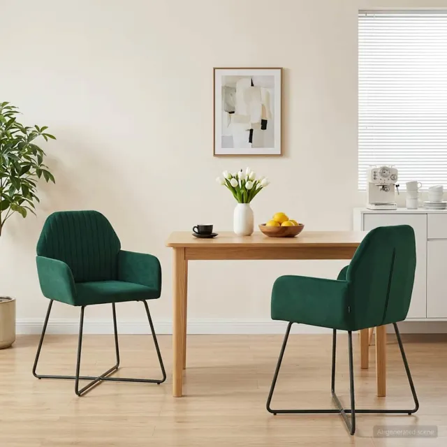 vidaXL Eettafelstoelen 2 st fluweel Donkergroen 55 x 50 x 84 cm groen, foto 2