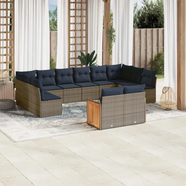 vidaXL 12-delige tuinbankset met kussens, grijs polyrotan, foto 2