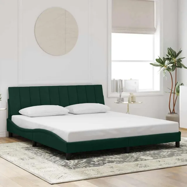 vidaXL Bedframe zonder matras "Hanko" 180x200 cm fluweel donkergroen