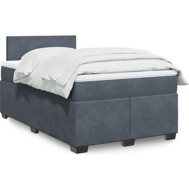 vidaXL Boxspring met matras fluweel donkergrijs 120x200 cm grijs