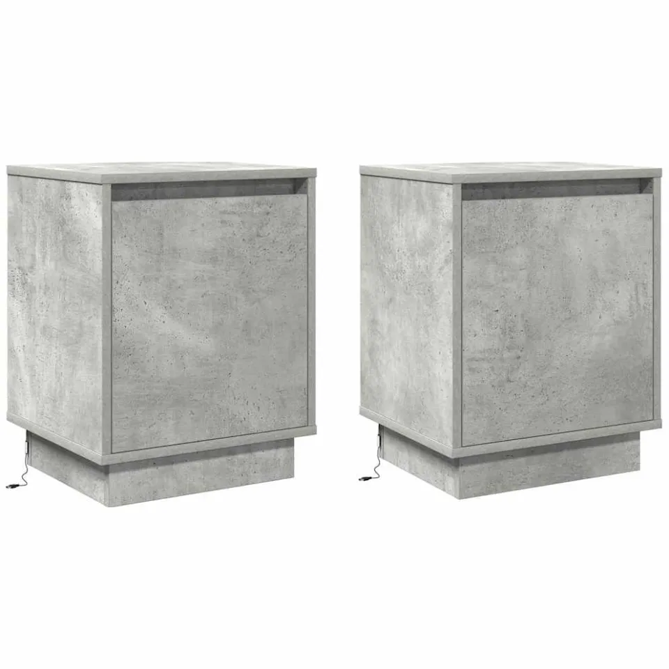 vidaXL Nachtkastje 2 st Beton Grijs 39 x 34,5 x 50 cm Bewerkt hout, foto 3