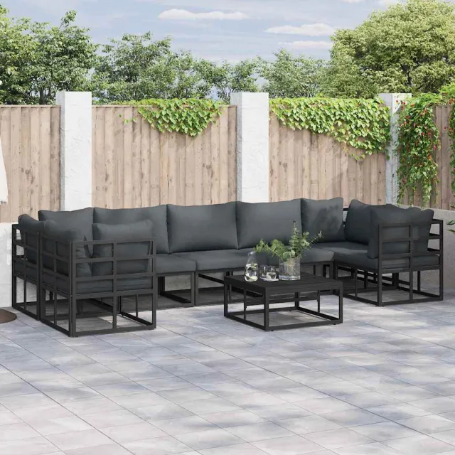 vidaXL Tuinbankenset 7 st Zwart Aluminium, foto 2