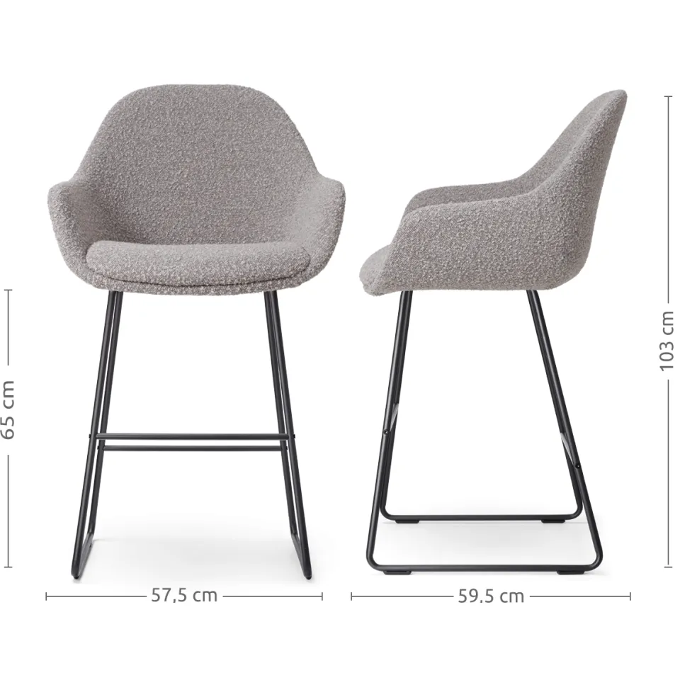 Nolon Nino-Mae barkruk bouclé taupe - zwart onderstel - 65 cm, foto 3