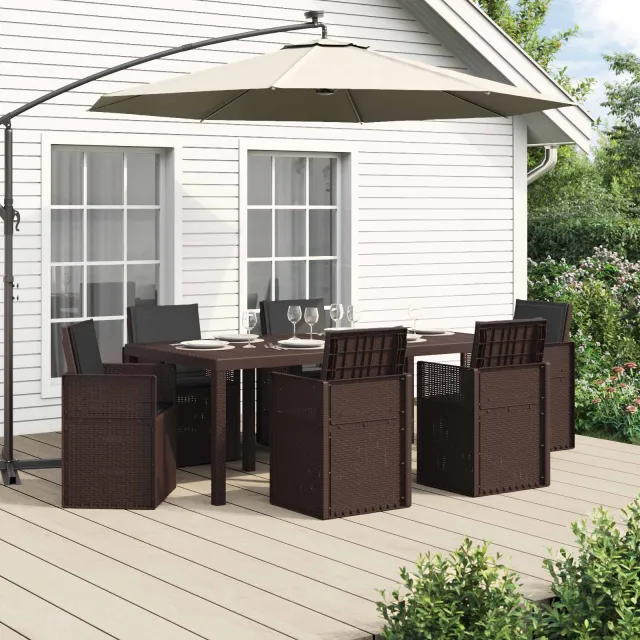 vidaXL Tuin eettafelset 7 st Bruin en antracietkleurig PP