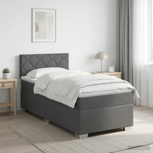 vidaXL Boxspringbed met matras Donkergrijs 90 x 190cm Stof