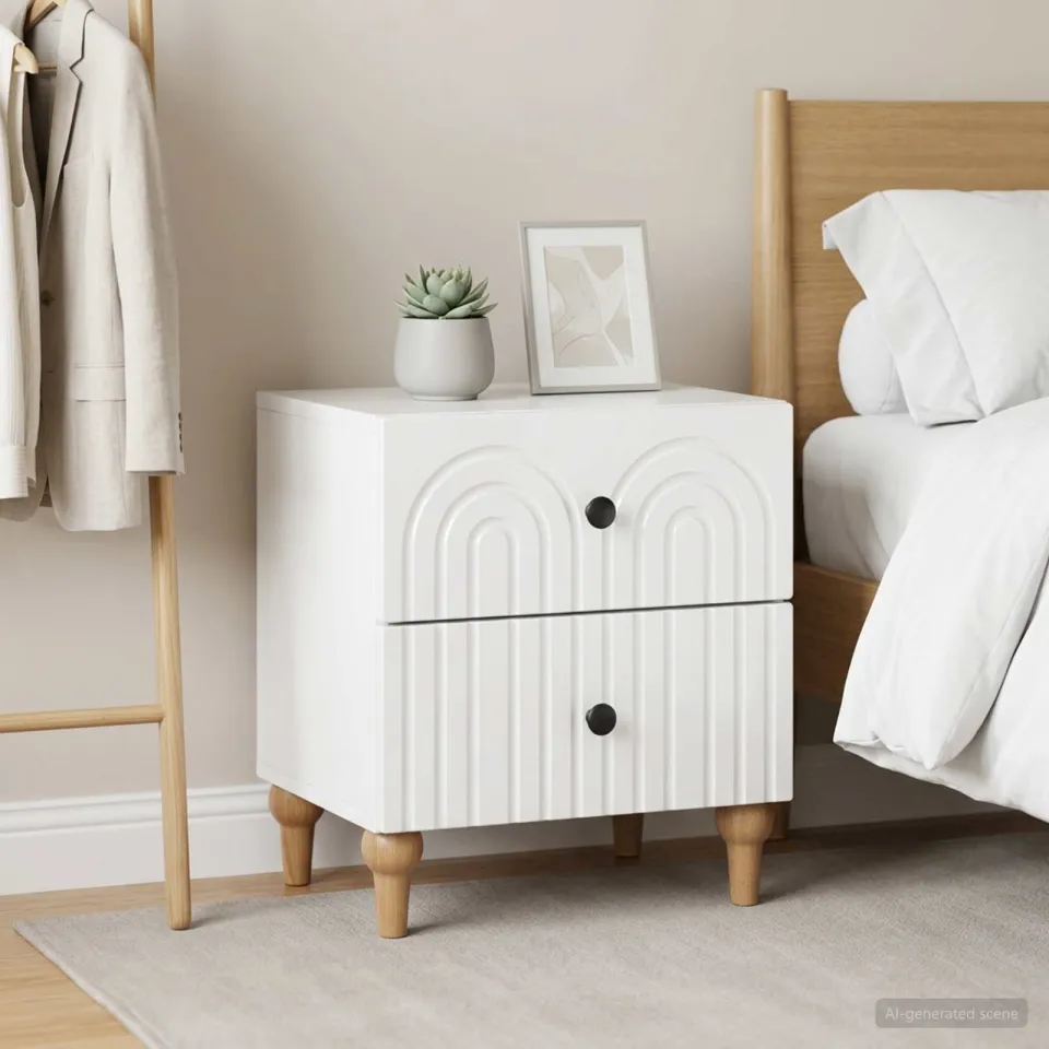 vidaXL Nachtkastje 2 st Hoogglans Wit 43 x 34,5 x 48 cm Bewerkt hout, foto 4
