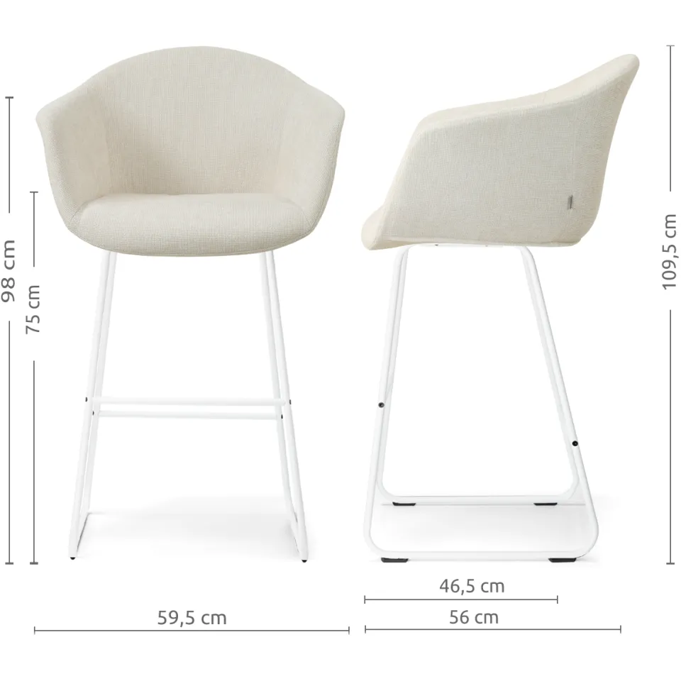 Nolon Nino-Otis barkruk cottonbeige - wit onderstel - 75 cm, foto 2
