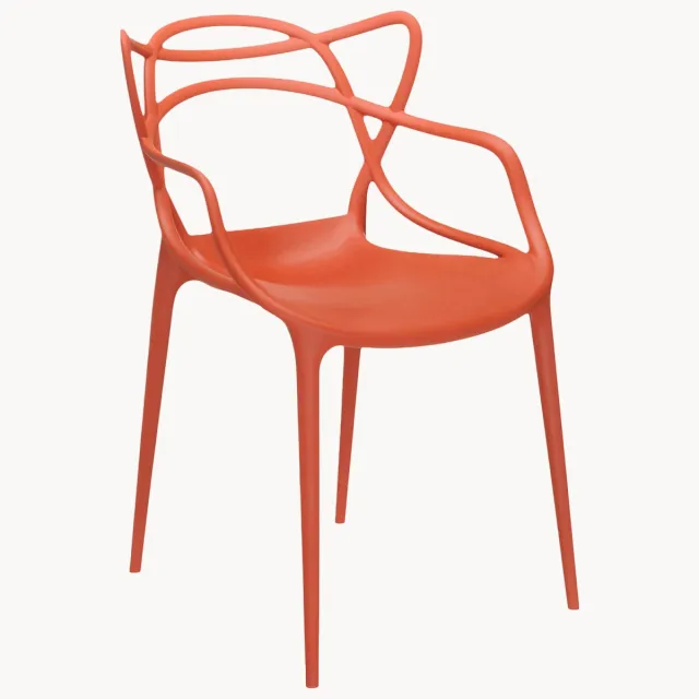Kartell Eetstoelen Masters met armleuning, 2-delig Oranje