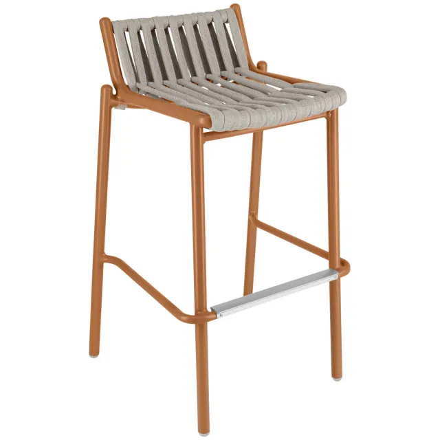 Vega 2x VEGA Barstoel voor buiten Lumaro; 42x42x90 cm (BxDxH); zitting taupe, frame terracotta; 2 stuk / verpakking