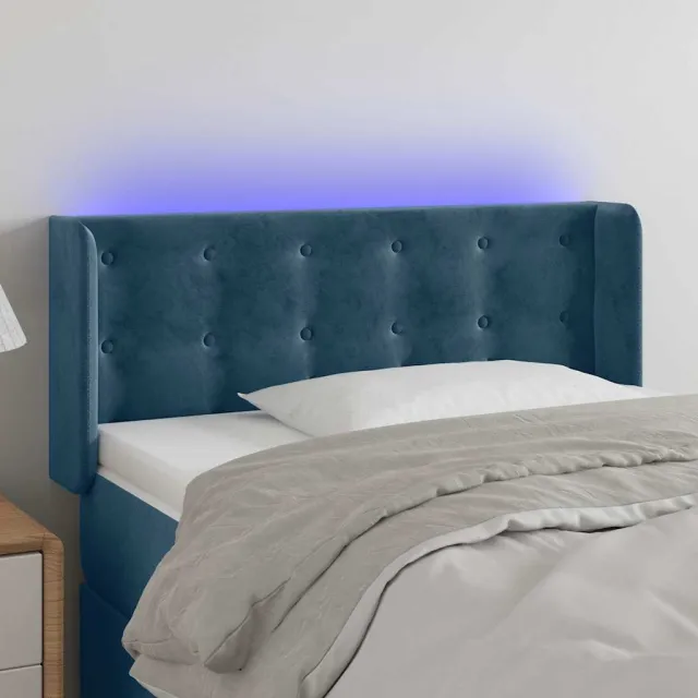 vidaXL Hoofdbord LED 83x16x78/88 cm fluweel donkergroen blauw