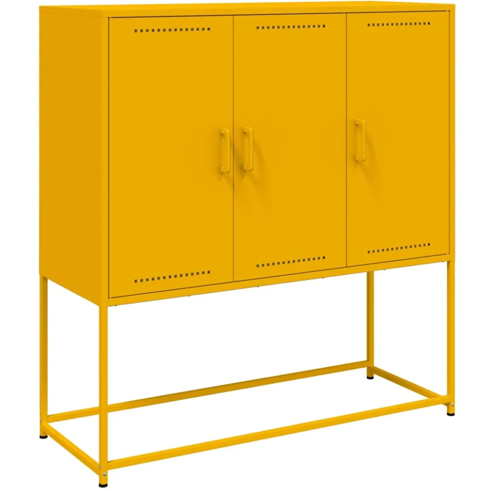 vidaXL Hoge kast 100,5x39x107 cm staal mosterdgeel