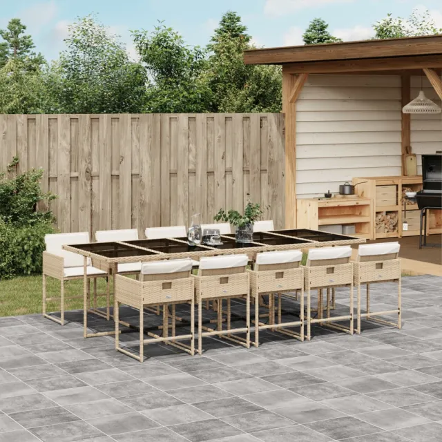 vidaXL 11-delige Tuinset met kussens poly rattan beige, foto 2