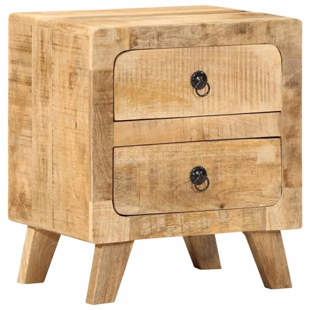 vidaXL Nachtkastje 2 st 40x32x46 cm massief hout ruw mangohout bruin, foto 3