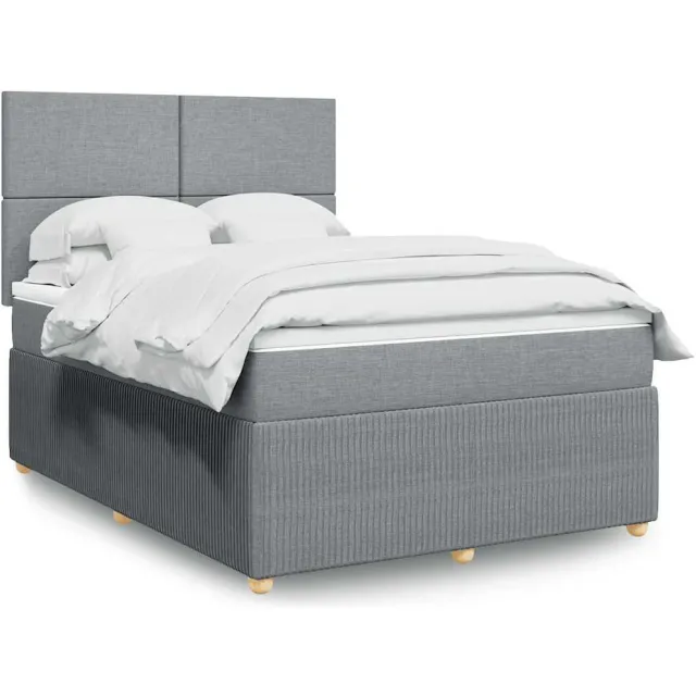 vidaXL Boxspring met matras stof lichtgrijs 140x190 cm grijs