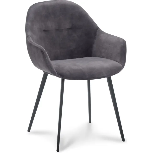 Icon Living Armstoel Twelve - Velours Adore Anthracite - Poot Zwart Grijs