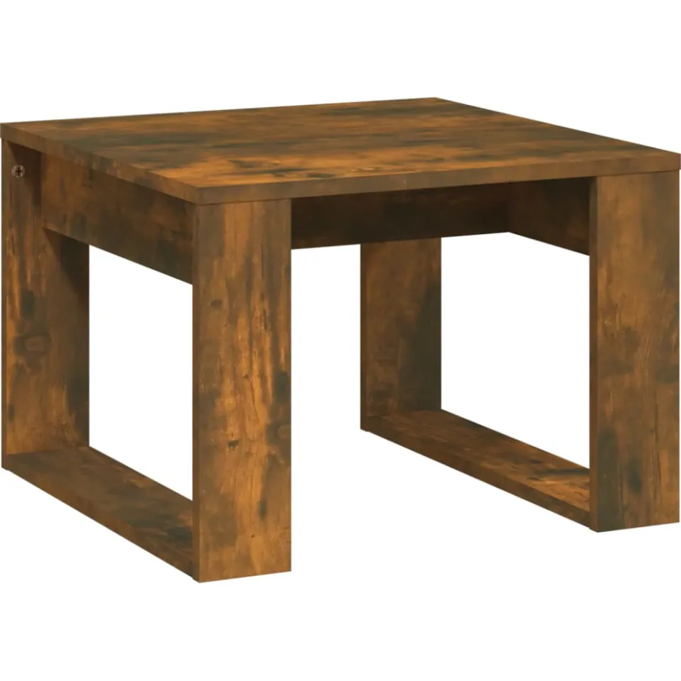 vidaXL Bijzettafel 50x50x35 cm bewerkt hout gerookt eikenkleurig Bruin