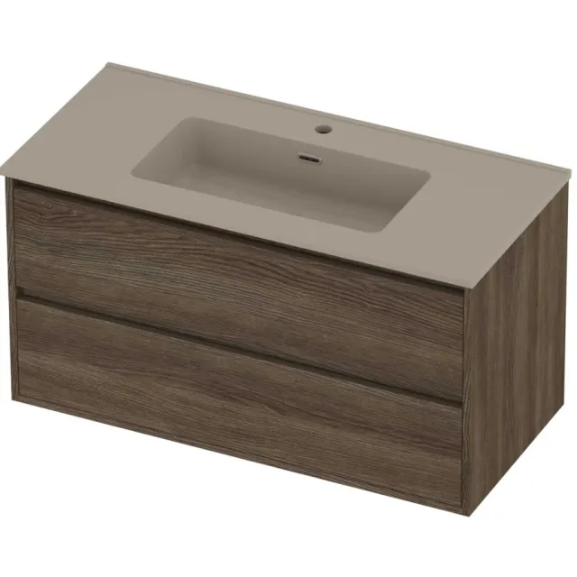 Proline Tribute Badmeubelset Porselein Elegant 1 Gat 100x46x54 cm Mat Crème Cotton Vital Oak Eiken