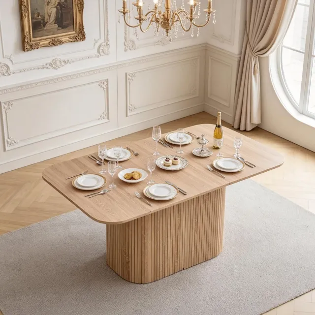 DESMIU Eettafel - Moderne Tafel Met Houtlook en MDF Tafelblad - Voor Eetkamer, Woonkamer en Werkplek - Houtkleur - 160 x 90 x 75,5 cm Licht houtkleur